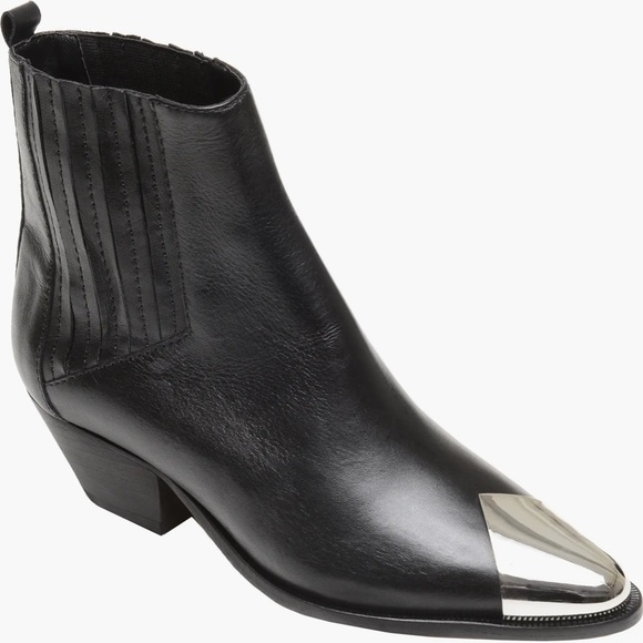 Schutz Cowboy Boots Silver Toe Tap - Sz 6 - Picture 1 of 3